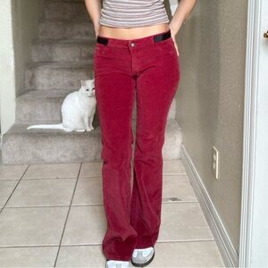 Bisou vintage y2k burgundy corduroy low rise flare pants